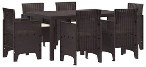vidaXL Σέτ φαγητού για κήπο 7 pcs Καφέ Rattan Polt