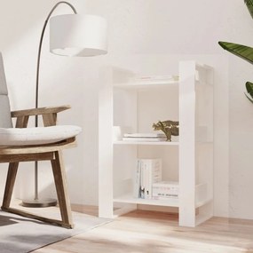 vidaXL Βιβλιοθήκη/Διαχωριστικό Χώρου Λευκό 60x35x91 εκ. Μασίφ Πεύκο