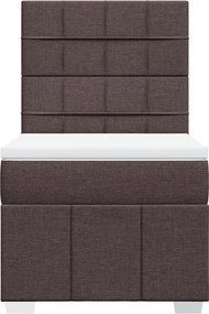 vidaXL Κρεβάτι Boxspring με Στρώμα Σκούρο Καφέ 100x200 εκ. Υφασμάτινο