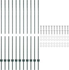 vidaXL Στύλος Περιφράξεων 11 pcs Πράσινο 150 cm Ατσάλι