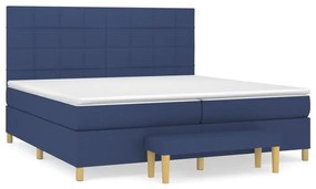 Κρεβάτι Boxspring με Στρώμα Μπλε 200x200 εκ. Υφασμάτινο - Μπλε