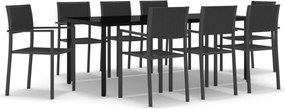 vidaXL Σετ Τραπεζαρίας Κήπου 9 Τεμαχίων Μαύρο