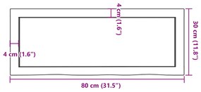 Πάγκος Μπάνιου Αν. Καφέ 80x30x(2-4) εκ. Επεξεργ. Μασίφ Ξύλο - Καφέ