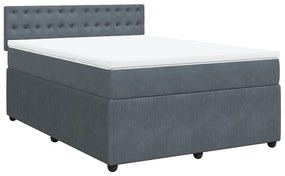 vidaXL Κρεβάτι Boxspring με Στρώμα Σκούρο Γκρι 140x190 εκ. Βελούδινο