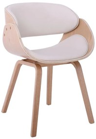 WOODWELL Ε7512,2WJOY-W Πολυθρόνα Τραπεζαρίας Φυσικό, Pu Άσπρο 57x55x80cm Ε7512,2W