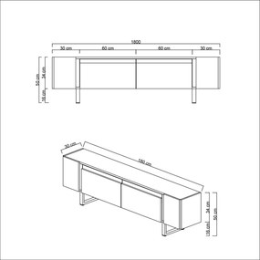 Έπιπλο Τηλεόρασης Ανθρακί / Μαύρο SECUTUR 180x30x16