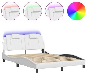 vidaXL Πλαίσιο Κρεβατιού Viana με LED Χωρίς Στρώμα Λευκό 140x190 εκ.