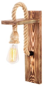 Wooden wall lamp with rope  11x18x40 cm. 11x18x40 εκ.