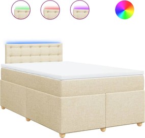 vidaXL Κρεβάτι Boxspring με Στρώμα Κρεμ 120x200 εκ. Υφασμάτινο