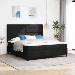 vidaXL LED Κρεβάτι με βάθρο με κεφαλάρι Μαύρο 180 x 200 cm ύφασμα
