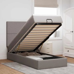 VidaXL Οθωμανικό κρεβάτι με στρώμα & LEDs Taupe 90x200 cm ύφασμα