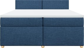 vidaXL Κρεβάτι Boxspring με Στρώμα Μπλε 200x200 εκ. Υφασμάτινο