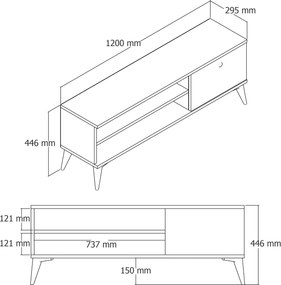 Έπιπλο Τηλεόρασης Δρυς OCUL 120x29.5x15