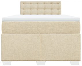 vidaXL Κρεβάτι Boxspring με Στρώμα Κρεμ 120x190 εκ. Υφασμάτινο