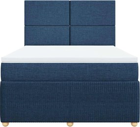 vidaXL Κρεβάτι Boxspring με Στρώμα Μπλε 160x200 εκ. Υφασμάτινο