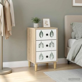 vidaXL Κομοδίνο HANAU Sonoma Δρυς 36 x 33 x 60 εκ Επεξεργασμένο Ξύλο