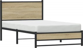 vidaXL Σκελετός Κρεβ. Χωρίς Στρώμα Sonoma Δρυς 100x200 εκ. Μεταλλικό