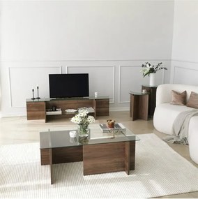 Stewehome Τραπέζι σαλονιού με 2 τεμάχια από καρυδιά Καφέ