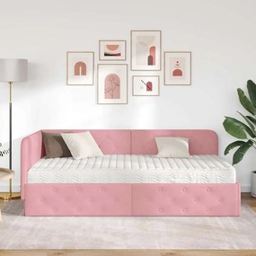 vidaXL Κρεβάτι Γωνίας Ροζ 100 x 200 cm Βελούδο