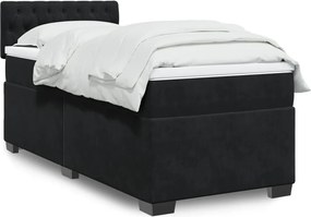 vidaXL Κρεβάτι Boxspring με Στρώμα Μαύρο 100x200 εκ. Βελούδινο