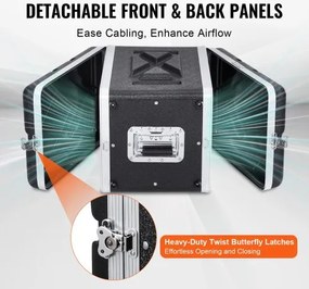 VEVOR 6U Rack Case Server Rack Cabinet 14 in Depth with ABS Construction Handle