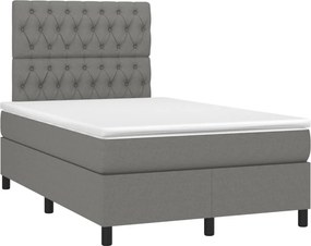 vidaXL Κρεβάτι Boxspring με Στρώμα Σκούρο Γκρι 120x200 εκ. Υφασμάτινο