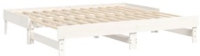 vidaXL Καναπές Κρεβάτι Συρόμενος Λευκός 2x(90x190) εκ. από Μασίφ Πεύκο