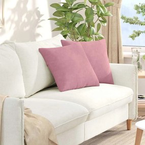 vidaXL Μαξιλάρι Καναπέ 2 pcs Ροζ 45 x 45 cm Υφασμάτινο Κορντουρά
