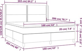 vidaXL Κρεβάτι Boxspring με Στρώμα Μαύρο 160x200 εκ. Υφασμάτινο