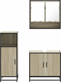 vidaXL Σετ Επίπλων Μπάνιου 3 Τεμαχίων Sonoma Δρυς Επεξεργασμένο Ξύλο