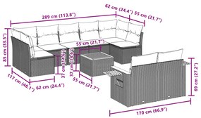 vidaXL Σετ Καναπέ Κήπου 10 τεμ. Μπεζ Συνθετικό Ρατάν με Μαξιλάρια