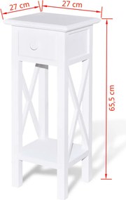 vidaXL Τραπεζάκι Βοηθητικό με Συρτάρι Λευκό