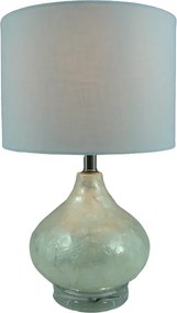 Επιτραπέζιο φωτιστικό Guidance Inart Ε27 λευκό γυαλί-λευκό ύφασμα Φ25x41εκ