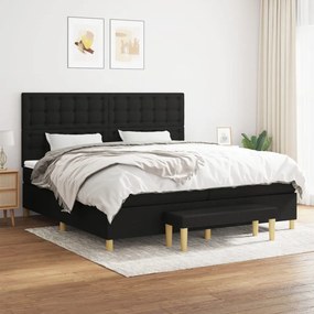 vidaXL Κρεβάτι Boxspring με Στρώμα Μαύρο 200x200 εκ. Υφασμάτινο