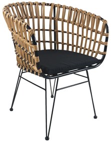 Καρέκλα Κήπου ArteLibre AULIUS Φυσικό/Μαύρο Μέταλλο/Rattan 57x60x78.5cm