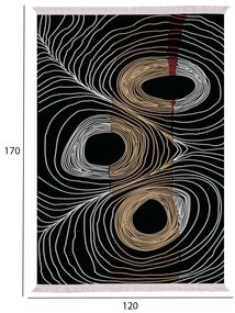 Χαλί Σαλονιού Με Κρόσια Josiane Μαύρο-Χρυσό-Γκρι 120x170 Εκ.