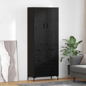 Highboard Μαύρη Οξυά 69,5 x 34 x 180 εκ. Επεξεργασμένο ξύλο