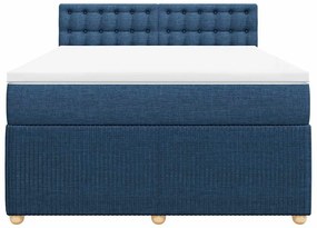 vidaXL Κρεβάτι Boxspring με Στρώμα Μπλε 140x190 εκ. Υφασμάτινο