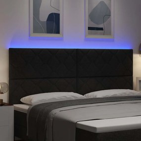 vidaXL LED κεφαλάρι Μαύρο 200 cm ύφασμα