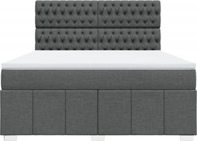 vidaXL Κρεβάτι Boxspring με Στρώμα Σκούρο Γκρι 180x200 εκ Υφασμάτιν