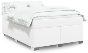 vidaXL Κρεβάτι Boxspring με Στρώμα Λευκό 160x200εκ.από Συνθετικό Δέρμα