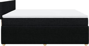 vidaXL Κρεβάτι Boxspring με Στρώμα Μαύρο 200x200 εκ. Υφασμάτινο