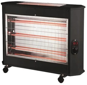 Eurolamp Θερμάστρα Χαλαζία 2800W Μαύρη Δύο Όψεων Με Θερμοστάτη 300-41403