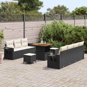 vidaXL Σετ Καναπέ Κήπου 10 pcs Μαύρο συνθετικό ρατάν