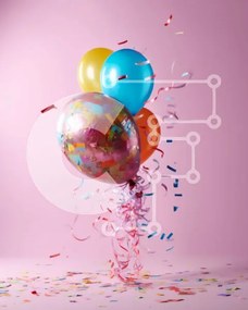 Intra Συλλεκτικό Ξύλινο Παζλ Plywood 4mm - Γιορτάστε με στυλ με ένα πολύχρωμο πάρτι γενεθλίων Σε Ξύλινο Κουτί - Διαστάσεις Puzzle: 10x10 cm – 25 κομμάτια