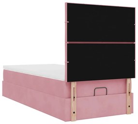 Οθωμανικό κρεβάτι με στρώματα ροζ 90x190cm Velvet 3313444