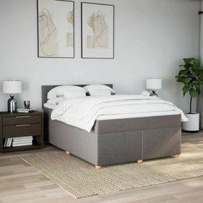 Κρεβάτι Boxspring με Στρώμα Taupe 140x200 εκ. Υφασμάτινο - Μπεζ-Γκρι