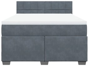 Κρεβάτι Boxspring με Στρώμα Σκούρο Γκρι 160x200 εκ. Βελούδινο - Γκρι