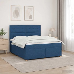 vidaXL Κρεβάτι box spring με στρώμα Μπλε 140 x 200 cm Ύφασμα