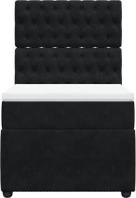 vidaXL Κρεβάτι Boxspring με Στρώμα Μαύρο 100x200 εκ. Βελούδινο